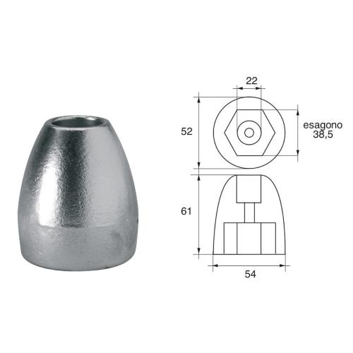 ANODO PER MOTORI MERCURY MERCRUISER FM-34 O.C.865182Q01 BRAVO THREE 54X61MM ZINCO