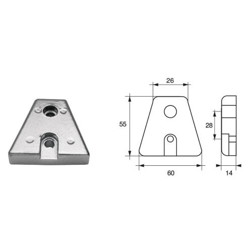ANODO PER MOTORI VOLVO PENTA F-VPX-38 SERIE DPX 60X55X14MM ZINCO