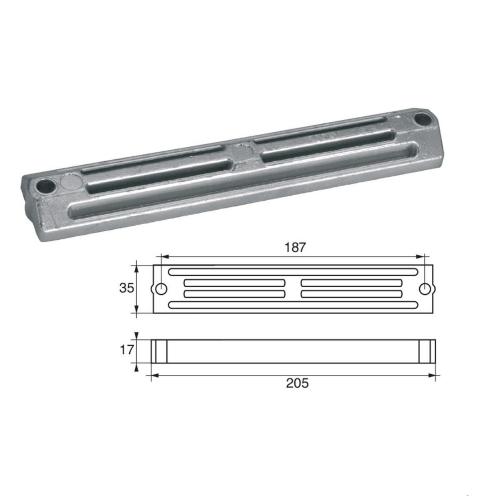 ANODO PER MOTORI YAMAHA MARINER F-YA 60/90 O.C.6H4-45251-01 HP 60-90 205X35X17MM ZINCO