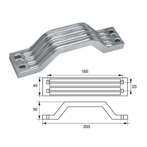 ANODO PER MOTORI YAMAHA MARINER F-YA-115 O.C.6G5-45251-02 HP 115-225 203X45X50MM ALU