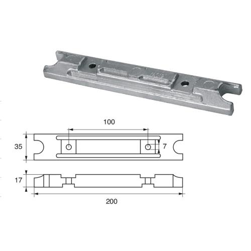 ANODO PER MOTORI YAMAHA MARINER FM-YA-21 O.C.6H1-45251-02 HP 25-75 200X35X17MM ZINCO