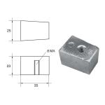 ANODO PER MOTORI YAMAHA MARINER F-YA-28 O.C.63D-45251-10 HP 40-50 2T 4T 35X25X23MM ALU