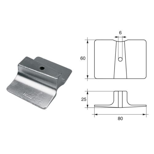 ANODO PER MOTORI YAMAHA MARINER F-YA-30 O.C.61N-45251-01 F25 4T 80X60X25MM ALU