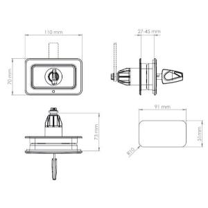 SERRATURA PORTELLONE QUADRO NERA PER ROTORI ZADI/STS