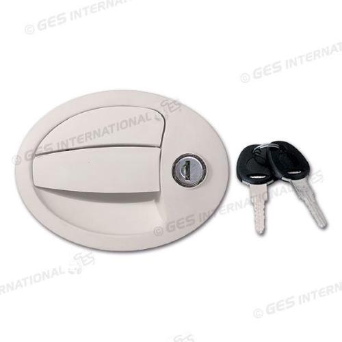 SERRATURA PER PORTELLONE OVALE BIANCA 98X130 SOLO PARTE ESTERNA