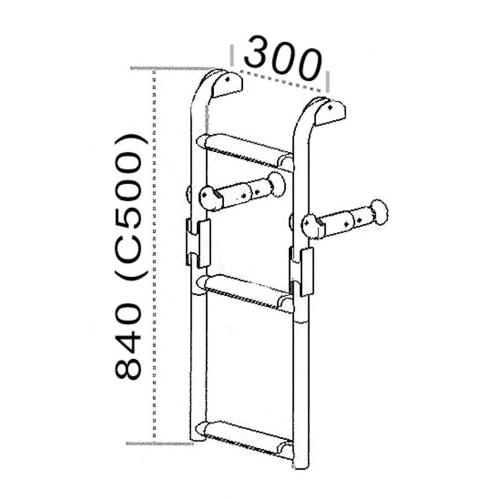 SCALETTA PIEGHEVOLE PER SPECCHIO DI POPPA INOX "CONFORT" 3 GRADINI