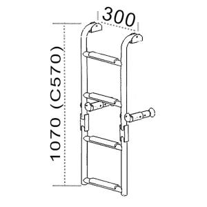 SCALETTA PIEGHEVOLE PER SPECCHIO DI POPPA INOX "CONFORT" 4 GRADINI