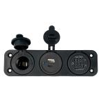 PRESA 12V AUTO + 1 PORTA USB + 1 PD/TIPE C + VOLTMETRO + AMPEROMETRO FISS. A VITI