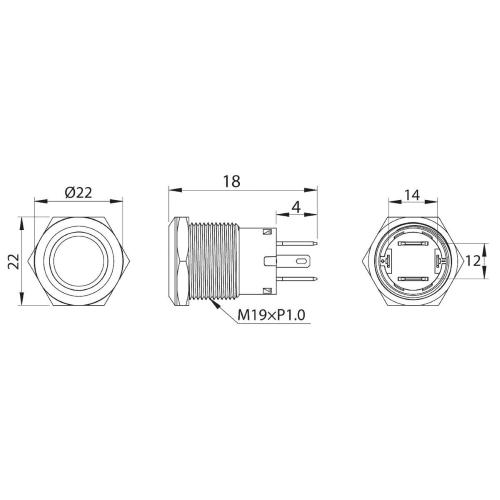 INTERRUTTORE NERO ALLUMINIO 20A CON SPIA BIANCO ON-OFF