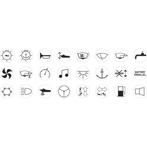 SERIE 24 SIMBOLI ADESIVI PER INTERRUTTORI 20A BIANCO