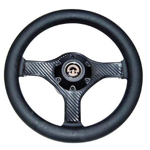 VOLANTE RUOTA TIMONE CARBONIO Ø 280MM VR280 MEGOL PELLE NERO