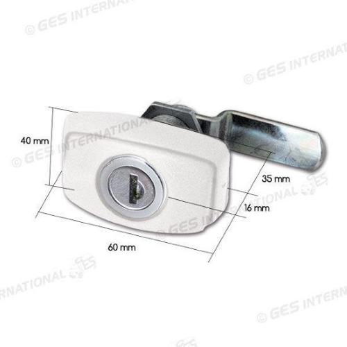 SERRATURA RETTANGOLARE PER PORTELLONE BIANCA 60X40MM