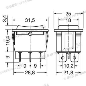 COMMUTATORE BIPOLARE 12V 26X21MM