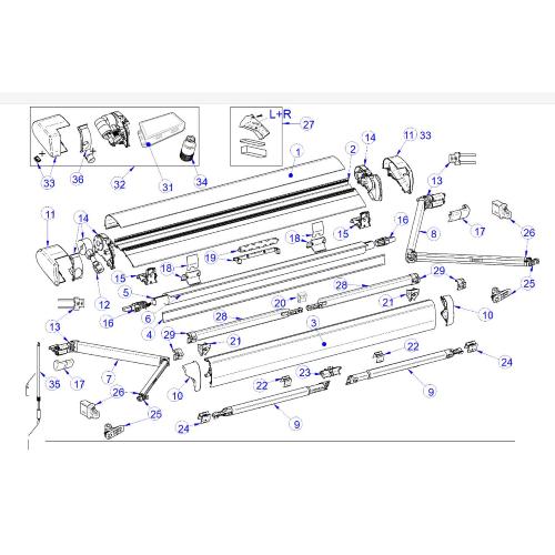 CHIUSURA CENTRALE SUPPORTO BRACCIO PER TENDALINO THULE 6300 1500603342