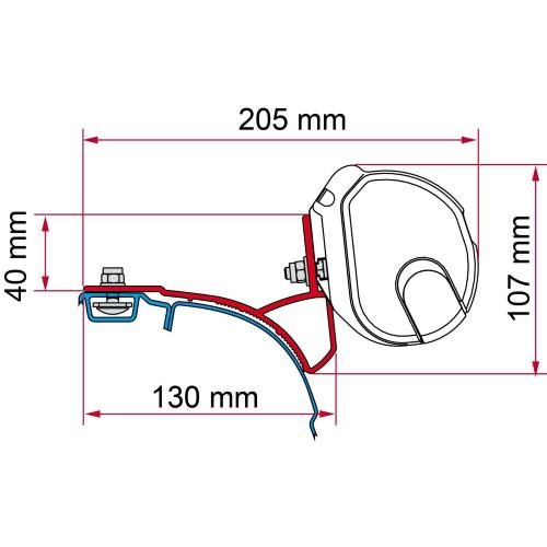 STAFFE PER F35 NEW ADAPTER DEEP BLACK VW T5/T6 MULTIVAN/TRANSPORTER RAIL 98655R747