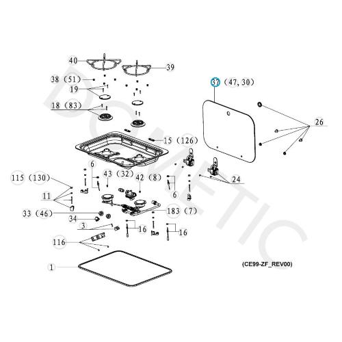4453001395 COPERCHIO IN VETRO PER PIANO COTTURA CE99