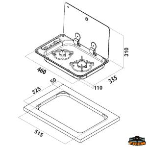 PIANO COTTURA A GAS CON 2 FUOCHI 1000+1900W FC1346
