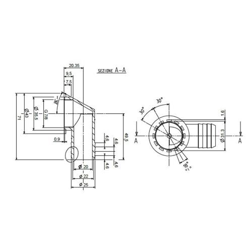 PILETTA CURVA DIAM 20MM