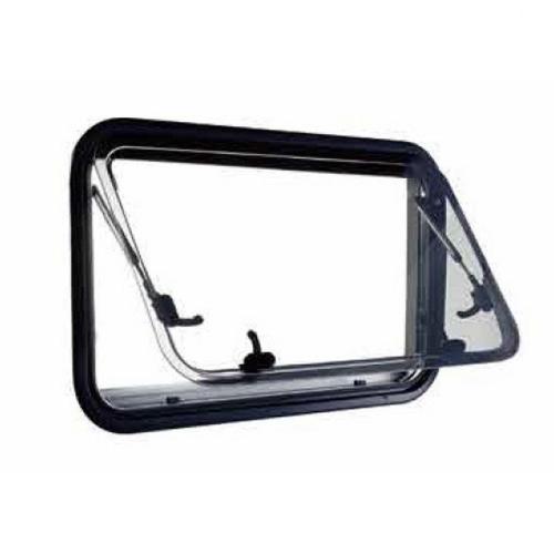 FINESTRA A COMPASSO NERA CURVA D-TEC 960X450 COMPLETA DI OSCURANTE ZANZARIERA