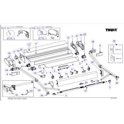 COPPIA GUSCI DX+SX PER TENDALINO THULE 9200 BIANCO 1500602492