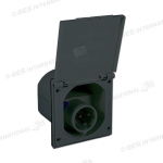 PRESA DI CORRENTE MASCHIO FISSA 230V FORO DIAMETRO 90MM NERA